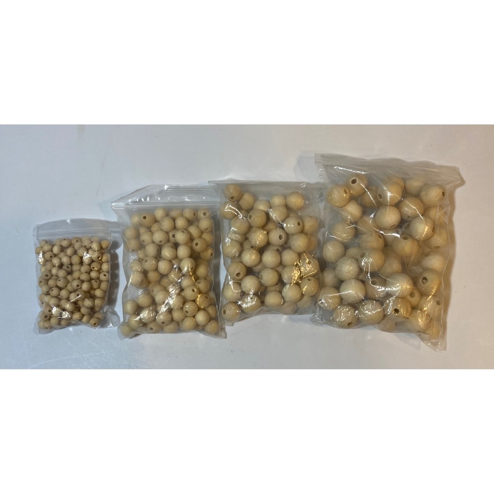 Natural Unfinished Wood Beads Bulk Assortment Round Spacer Beads DIY Crafts